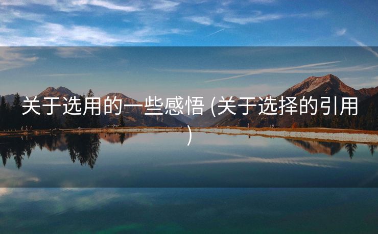 关于选用的一些感悟 (关于选择的引用)