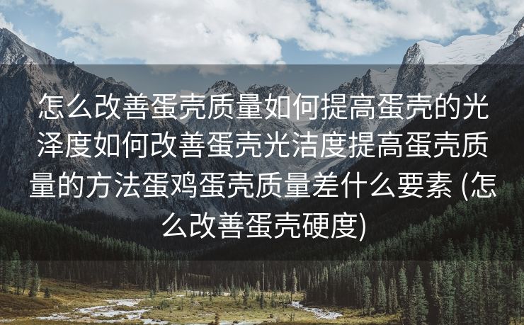 怎么改善蛋壳质量如何提高蛋壳的光泽度如何改善蛋壳光洁度提高蛋壳质量的方法蛋鸡蛋壳质量差什么要素 (怎么改善蛋壳硬度)