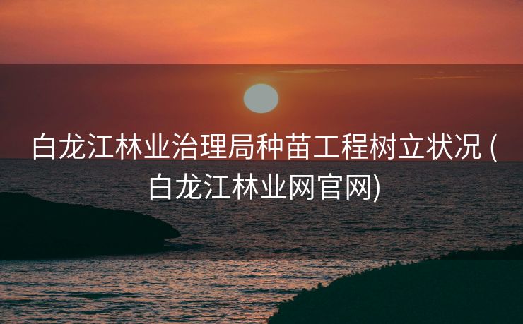 白龙江林业治理局种苗工程树立状况 (白龙江林业网官网)