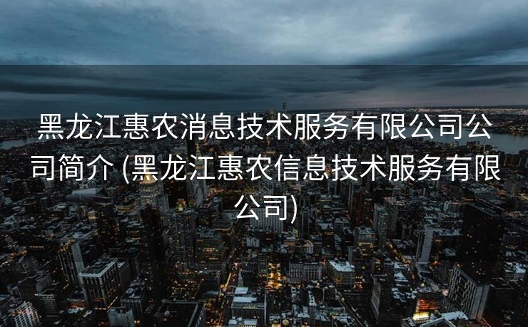 黑龙江惠农消息技术服务有限公司公司简介 (黑龙江惠农信息技术服务有限公司)