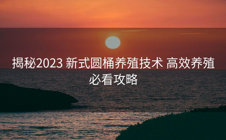 揭秘2023 新式圆桶养殖技术 高效养殖必看攻略