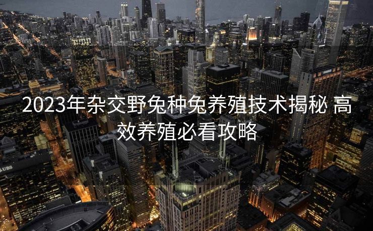 2023年杂交野兔种兔养殖技术揭秘 高效养殖必看攻略
