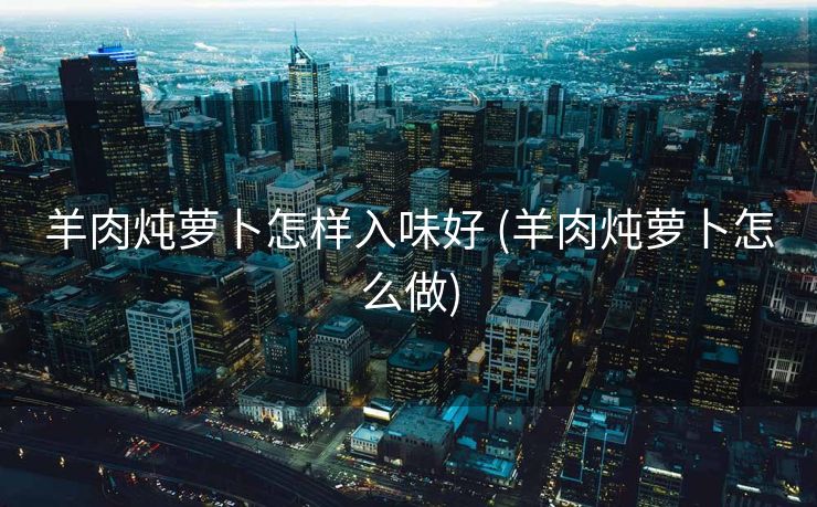 羊肉炖萝卜怎样入味好 (羊肉炖萝卜怎么做)