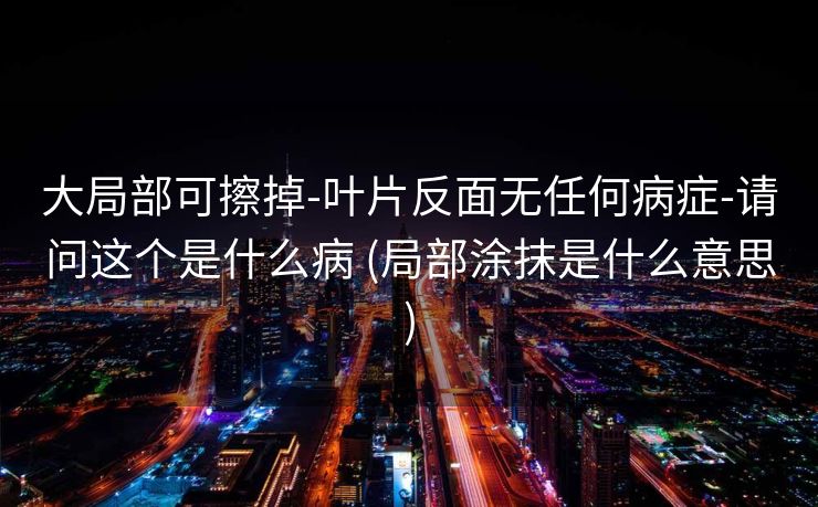 大局部可擦掉-叶片反面无任何病症-请问这个是什么病 (局部涂抹是什么意思)