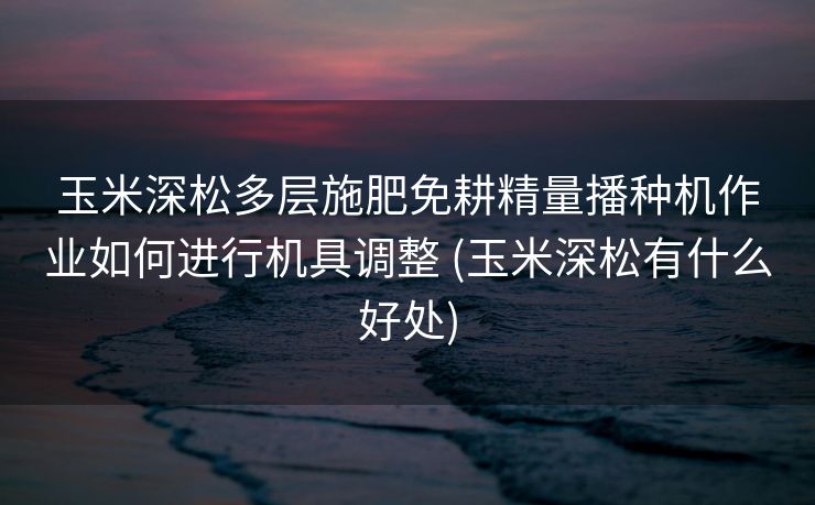 玉米深松多层施肥免耕精量播种机作业如何进行机具调整 (玉米深松有什么好处)