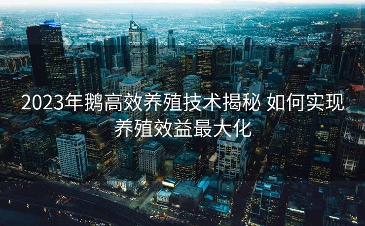 2023年鹅高效养殖技术揭秘 如何实现养殖效益最大化