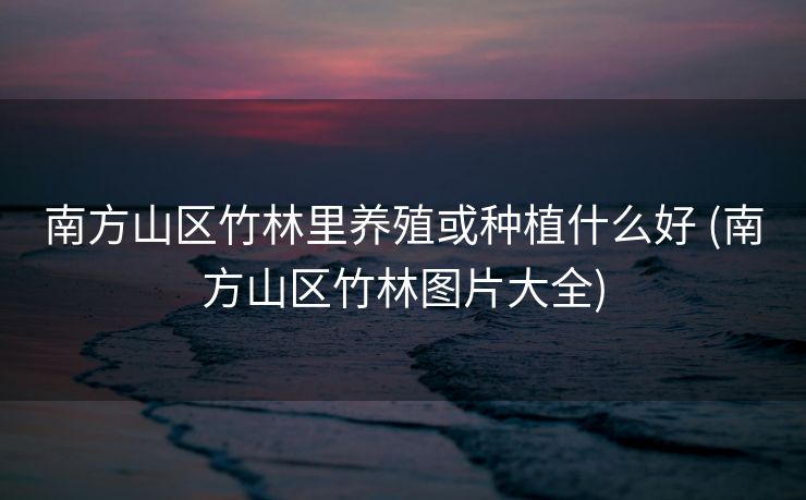南方山区竹林里养殖或种植什么好 (南方山区竹林图片大全)