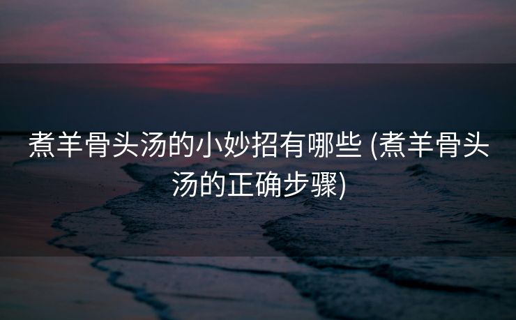 煮羊骨头汤的小妙招有哪些 (煮羊骨头汤的正确步骤)