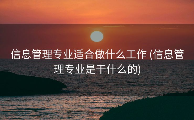 信息管理专业适合做什么工作 (信息管理专业是干什么的)