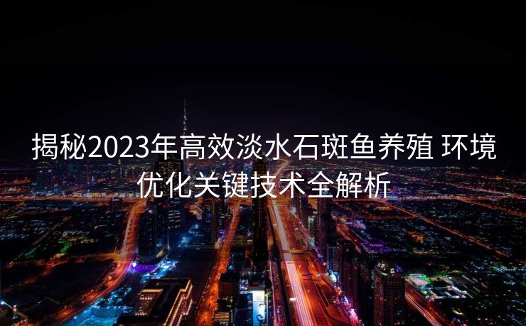 揭秘2023年高效淡水石斑鱼养殖 环境优化关键技术全解析