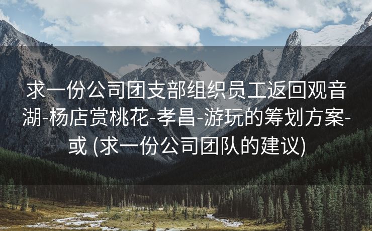 求一份公司团支部组织员工返回观音湖-杨店赏桃花-孝昌-游玩的筹划方案-或 (求一份公司团队的建议)