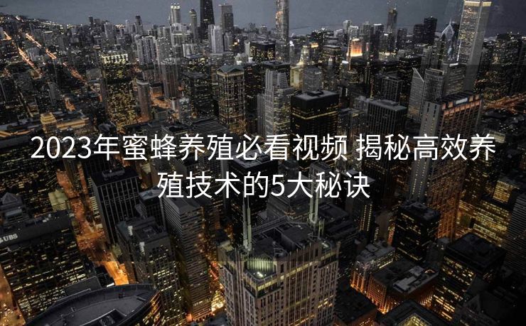 2023年蜜蜂养殖必看视频 揭秘高效养殖技术的5大秘诀