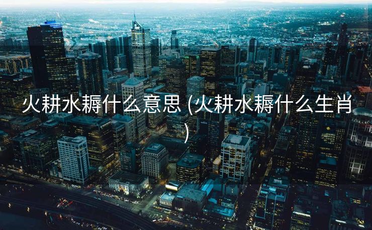 火耕水耨什么意思 (火耕水耨什么生肖)