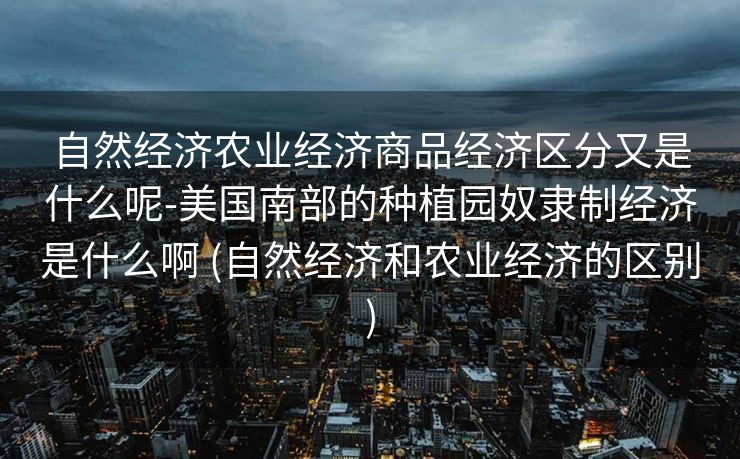 自然经济农业经济商品经济区分又是什么呢-美国南部的种植园奴隶制经济是什么啊 (自然经济和农业经济的区别)