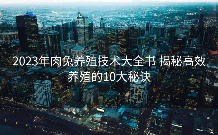 2023年肉兔养殖技术大全书 揭秘高效养殖的10大秘诀