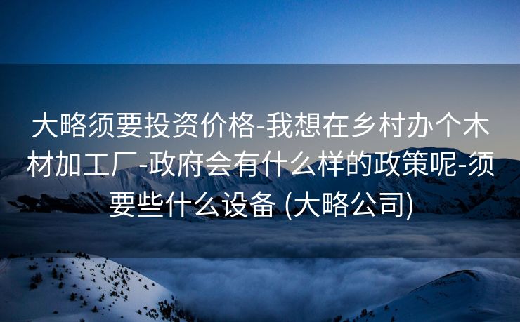 大略须要投资价格-我想在乡村办个木材加工厂-政府会有什么样的政策呢-须要些什么设备 (大略公司)