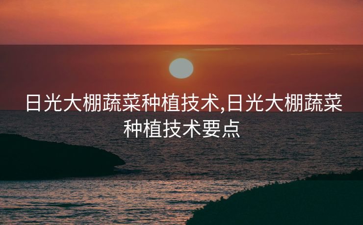 日光大棚蔬菜种植技术,日光大棚蔬菜种植技术要点