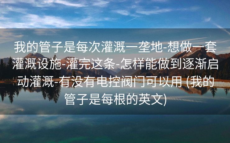 我的管子是每次灌溉一垄地-想做一套灌溉设施-灌完这条-怎样能做到逐渐启动灌溉-有没有电控阀门可以用 (我的管子是每根的英文)