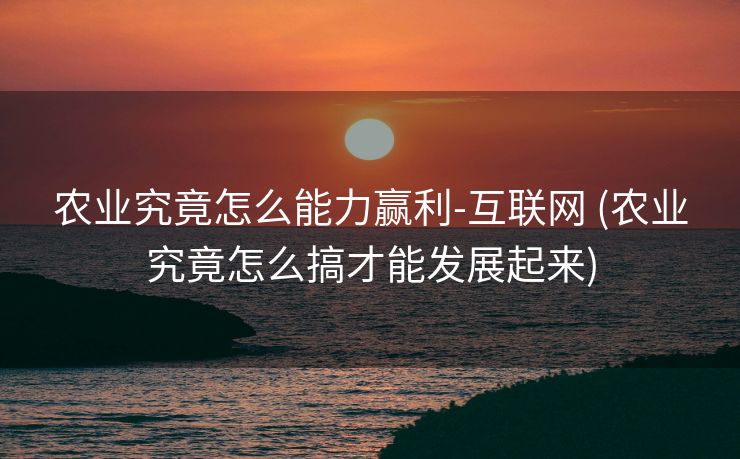 农业究竟怎么能力赢利-互联网 (农业究竟怎么搞才能发展起来)