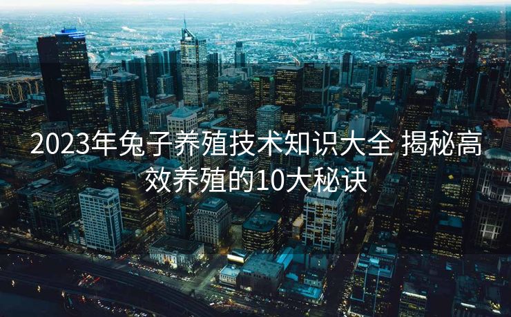2023年兔子养殖技术知识大全 揭秘高效养殖的10大秘诀