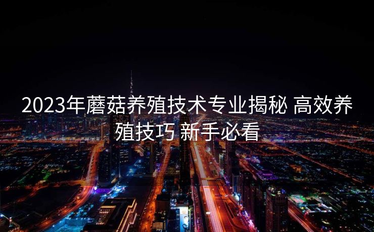 2023年蘑菇养殖技术专业揭秘 高效养殖技巧 新手必看