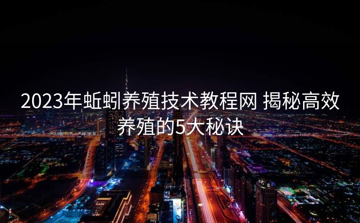 2023年蚯蚓养殖技术教程网 揭秘高效养殖的5大秘诀