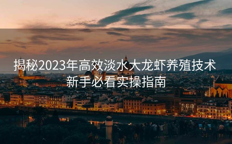 揭秘2023年高效淡水大龙虾养殖技术 新手必看实操指南