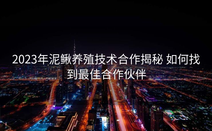 2023年泥鳅养殖技术合作揭秘 如何找到最佳合作伙伴