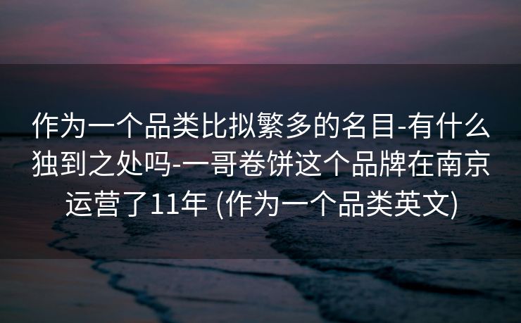 作为一个品类比拟繁多的名目-有什么独到之处吗-一哥卷饼这个品牌在南京运营了11年 (作为一个品类英文)