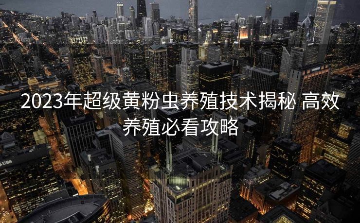 2023年超级黄粉虫养殖技术揭秘 高效养殖必看攻略