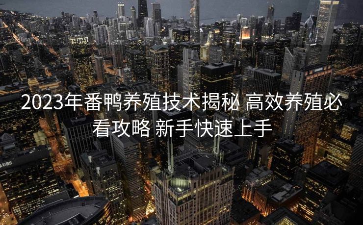 2023年番鸭养殖技术揭秘 高效养殖必看攻略 新手快速上手