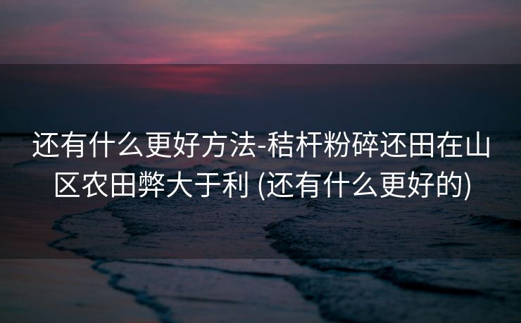 还有什么更好方法-秸杆粉碎还田在山区农田弊大于利 (还有什么更好的)