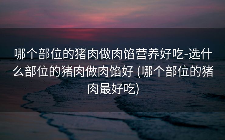 哪个部位的猪肉做肉馅营养好吃-选什么部位的猪肉做肉馅好 (哪个部位的猪肉最好吃)
