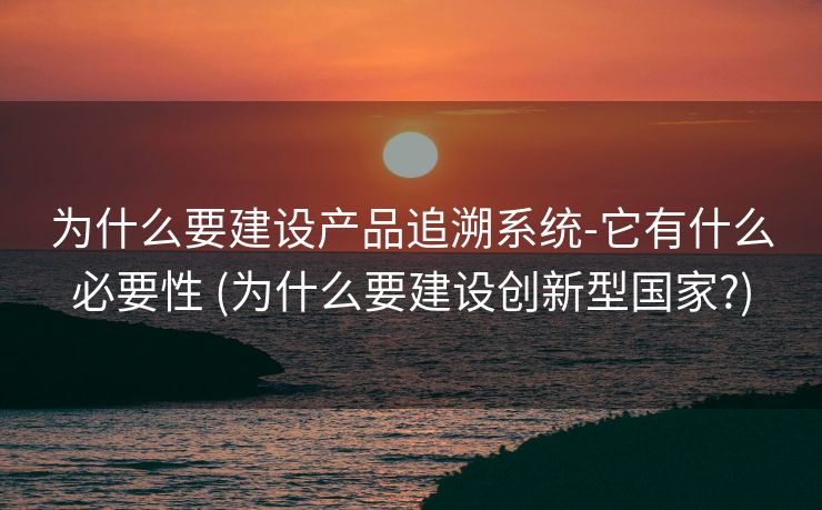为什么要建设产品追溯系统-它有什么必要性 (为什么要建设创新型国家?)