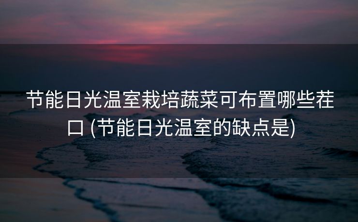 节能日光温室栽培蔬菜可布置哪些茬口 (节能日光温室的缺点是)