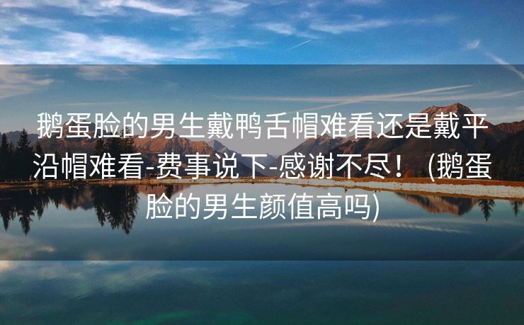 鹅蛋脸的男生戴鸭舌帽难看还是戴平沿帽难看-费事说下-感谢不尽！ (鹅蛋脸的男生颜值高吗)