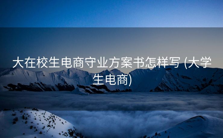 大在校生电商守业方案书怎样写 (大学生电商)