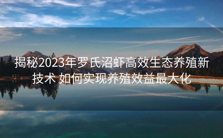 揭秘2023年罗氏沼虾高效生态养殖新技术 如何实现养殖效益最大化