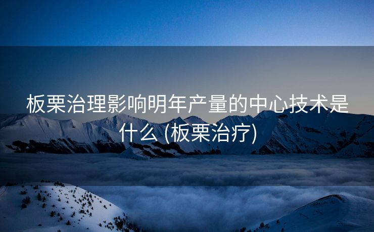 板栗治理影响明年产量的中心技术是什么 (板栗治疗)