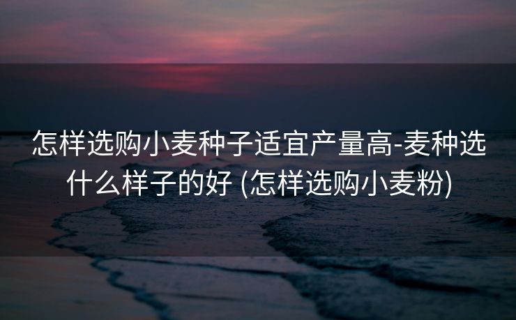 怎样选购小麦种子适宜产量高-麦种选什么样子的好 (怎样选购小麦粉)