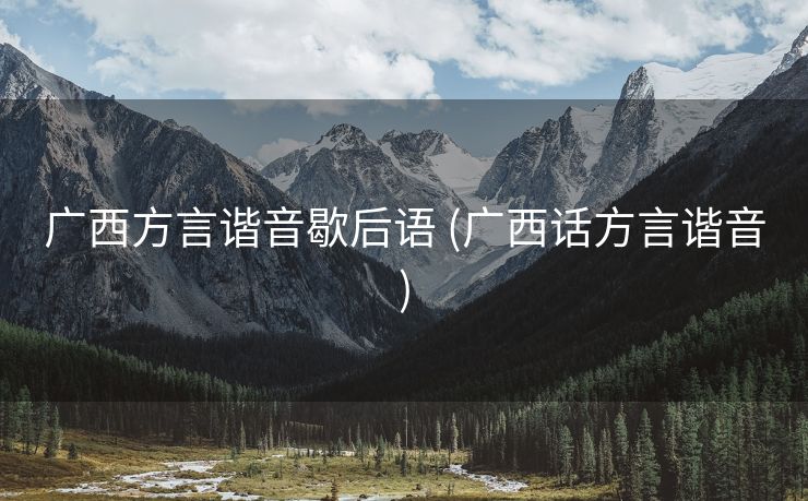 广西方言谐音歇后语 (广西话方言谐音)