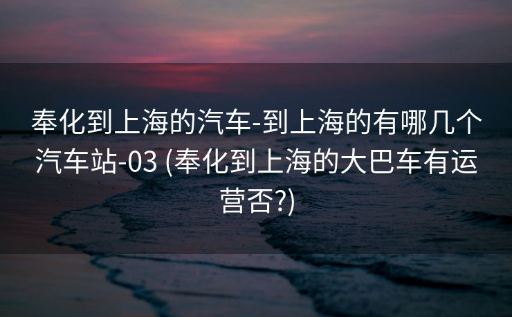 奉化到上海的汽车-到上海的有哪几个汽车站-03 (奉化到上海的大巴车有运营否?)