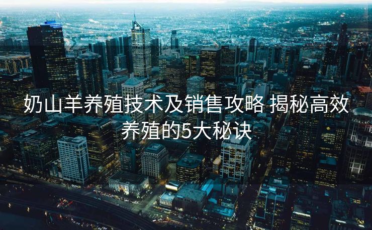 奶山羊养殖技术及销售攻略 揭秘高效养殖的5大秘诀