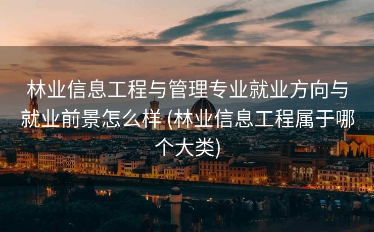 林业信息工程与管理专业就业方向与就业前景怎么样 (林业信息工程属于哪个大类)