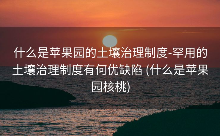 什么是苹果园的土壤治理制度-罕用的土壤治理制度有何优缺陷 (什么是苹果园核桃)