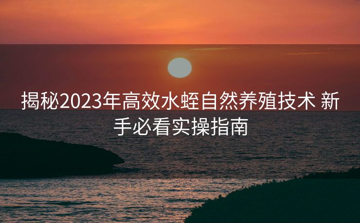 揭秘2023年高效水蛭自然养殖技术 新手必看实操指南