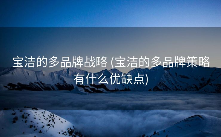 宝洁的多品牌战略 (宝洁的多品牌策略有什么优缺点)