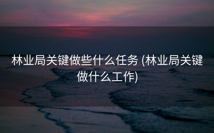 林业局关键做些什么任务 (林业局关键做什么工作)