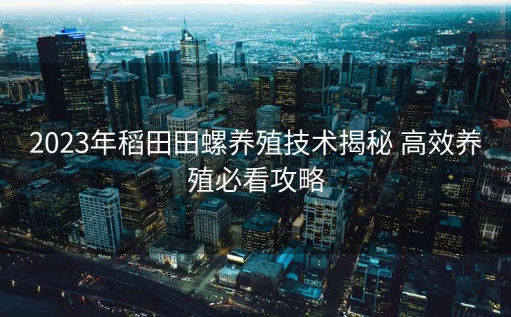 2023年稻田田螺养殖技术揭秘 高效养殖必看攻略