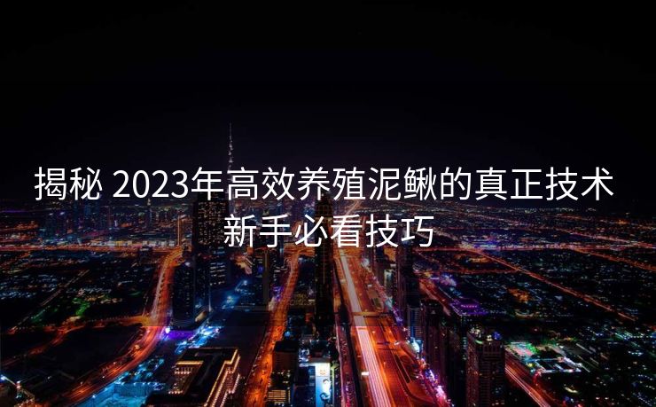 揭秘 2023年高效养殖泥鳅的真正技术 新手必看技巧